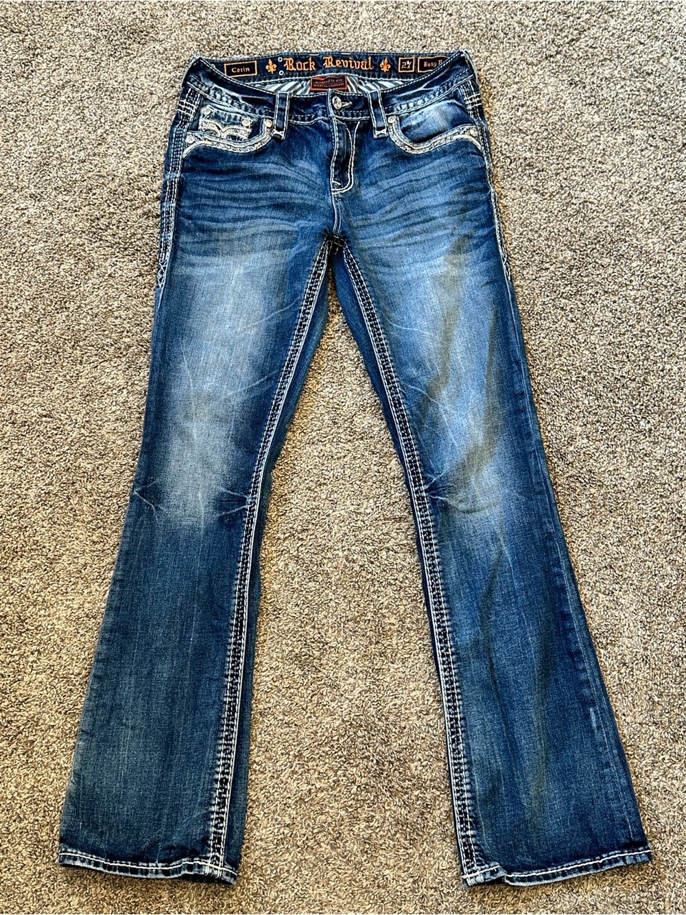 Rock Revival Women's Corin Boot Cut Jeans - Faded Blue Wash - Easy Boot Fit
